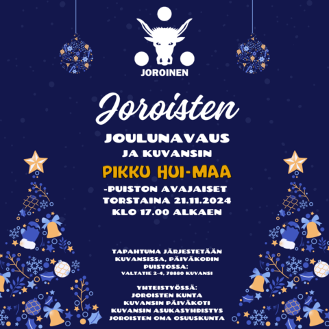 Joroisten joulunavaus & Pikku HUI-MAA -puiston avajaiset TO 21.11. klo 17.00